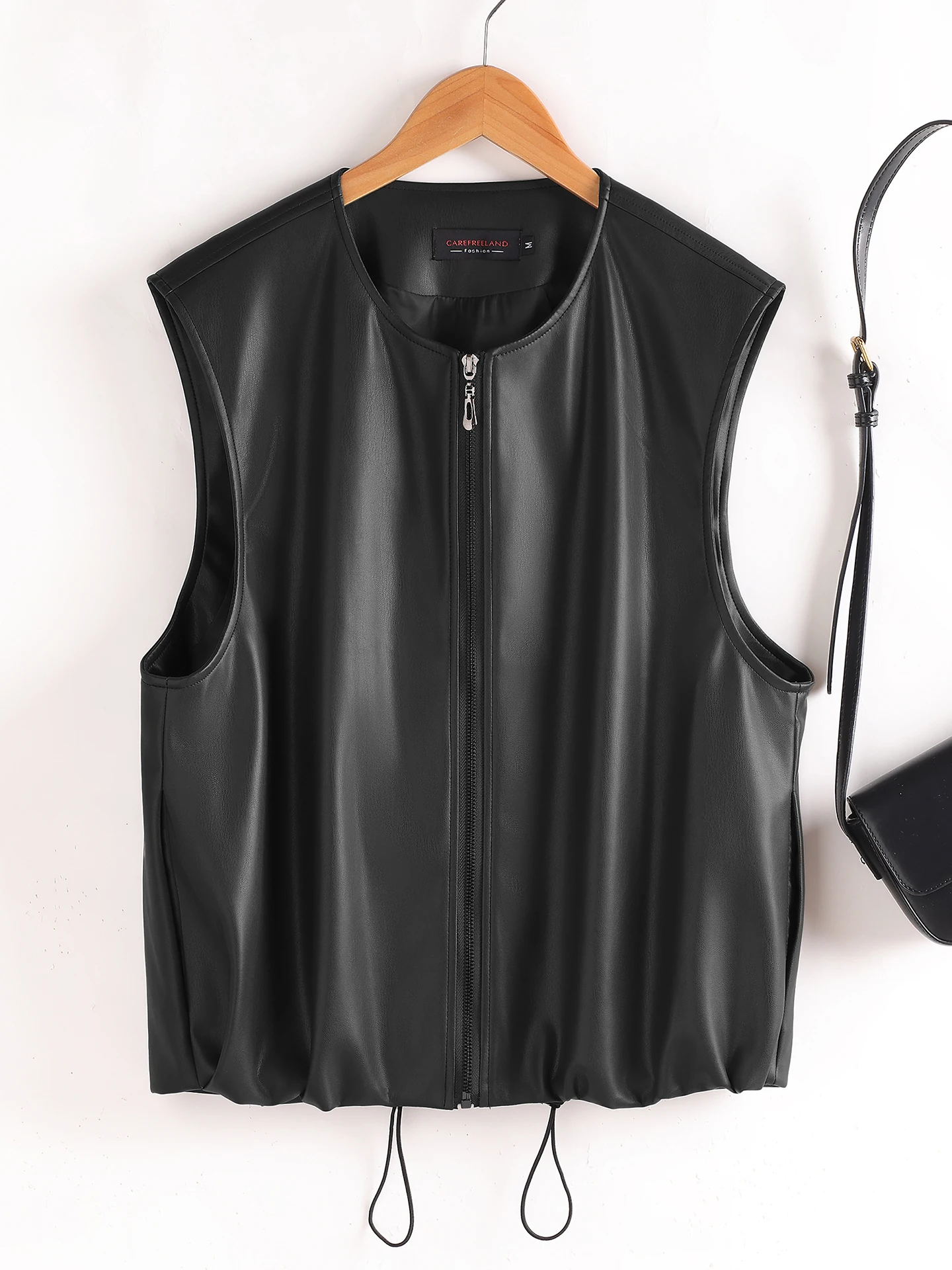 

Ning Genuine Leather Vest Women's Loose Vintage Slimming ort Svel oulder Pad New eepskin Leather Jaet