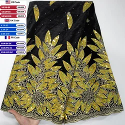 Luxurious French Lace Fabric African Velvet Lace Fabric 2024 High Quality Embroidered Nigerian Sequined Material for Women A3576