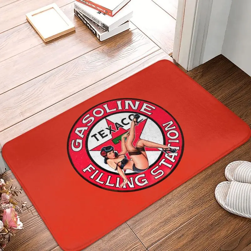 Vintage Texaco Gasoline Sign Doormat Anti-Slip Bath Kitchen Mat Living Room Door Floor Entrance Carpet Rug