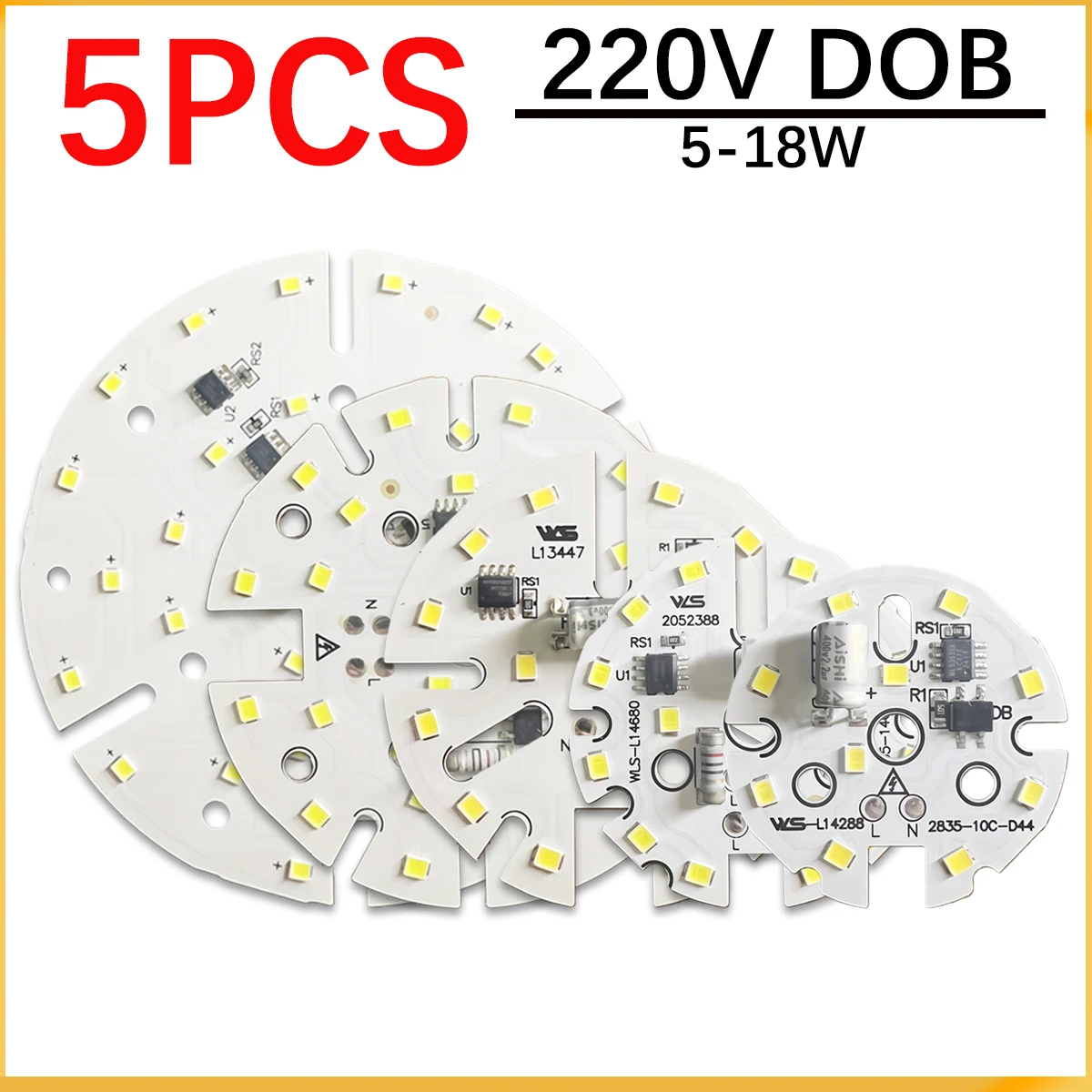 5pcs AC220V LED 5W 7W 9W 12W 18W DOB 2835 SMD Lamp Plate Needn't Driver Connect Light Source White Warm white lamp panel