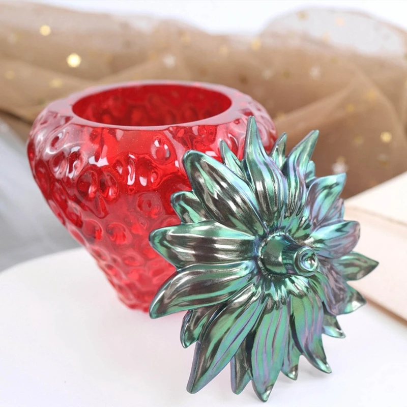 Strawbery Silicone Mold with Lid Candy Container Resin Mold Fashion Jewelr