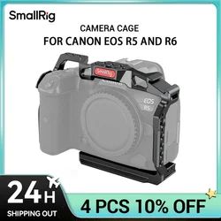 SmallRig DSLR Camera Cage for Canon EOS R5 R6 R5 C built-in Cold Shoe NATO Rail 1/4'' Arri Hole Camera Rig Video Set 2982B