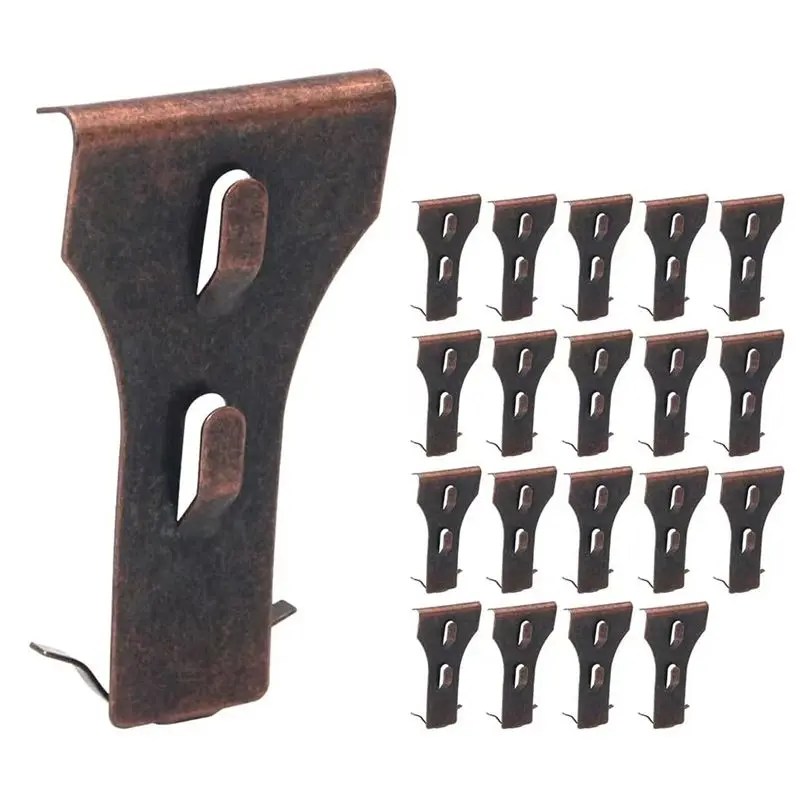 【Big Deal】20 Piece Brick Hook Clips Red Bronze Metal For Hanging Outdoors,Heavy Duty Brick Wall Hangers For 2-1/4In To 2-3/8In H