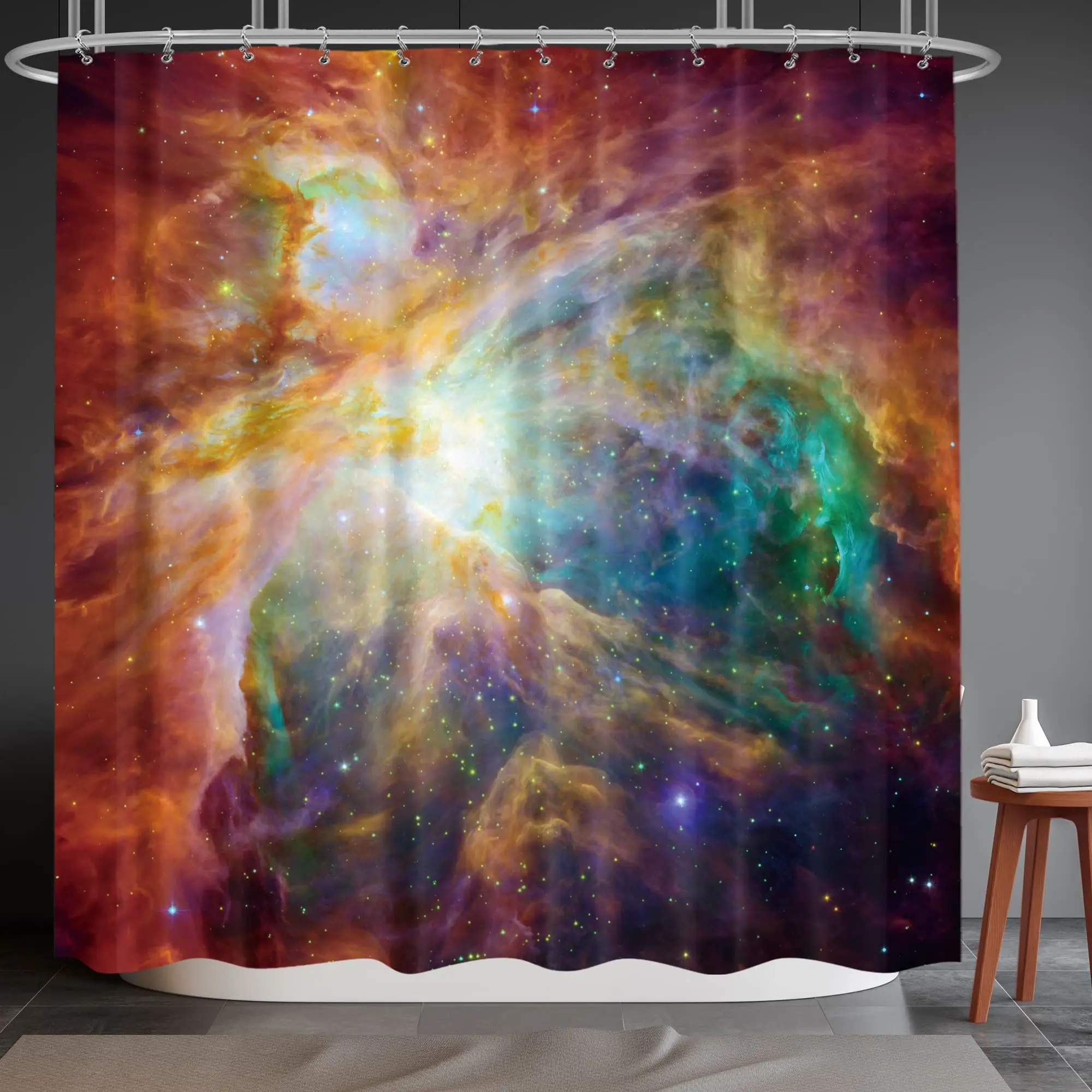 Star Outer Space Shower Curtain for Bathroom Decor Starry Galaxy Bathtub Set Trippy Nebula Universe Planet Bathroom Curtains Set