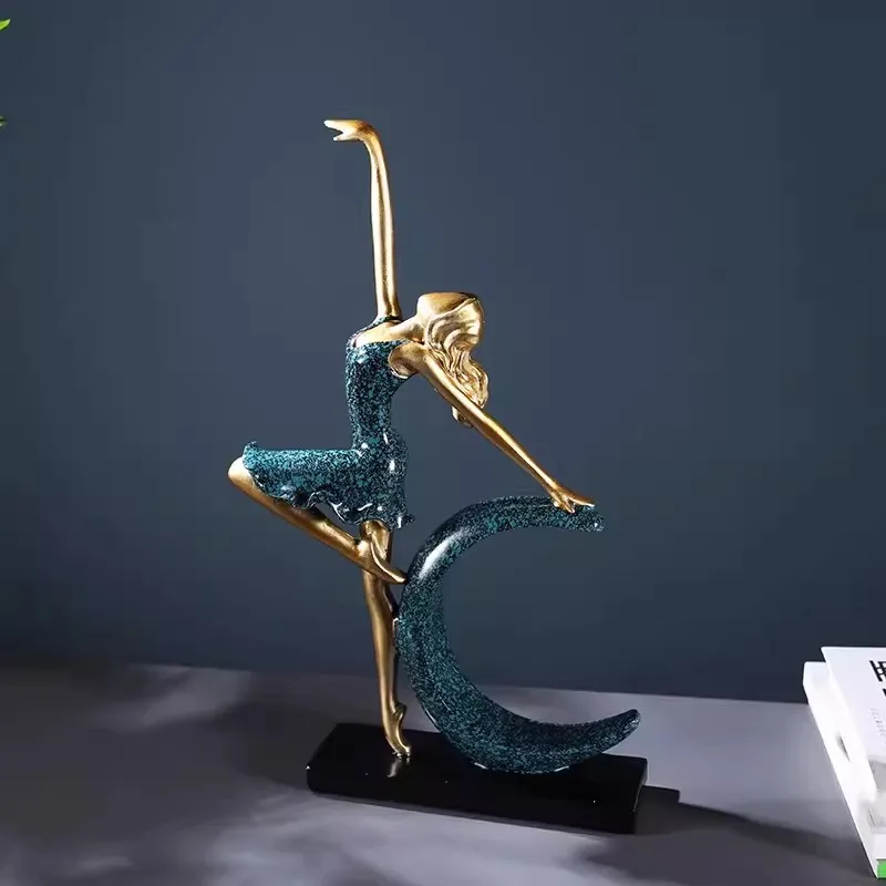 

European Beautiful Dancing Girl Sculpture Decoration Resin Elegant Girl Craft Ornament Living Room Fashion Figure Sculpture