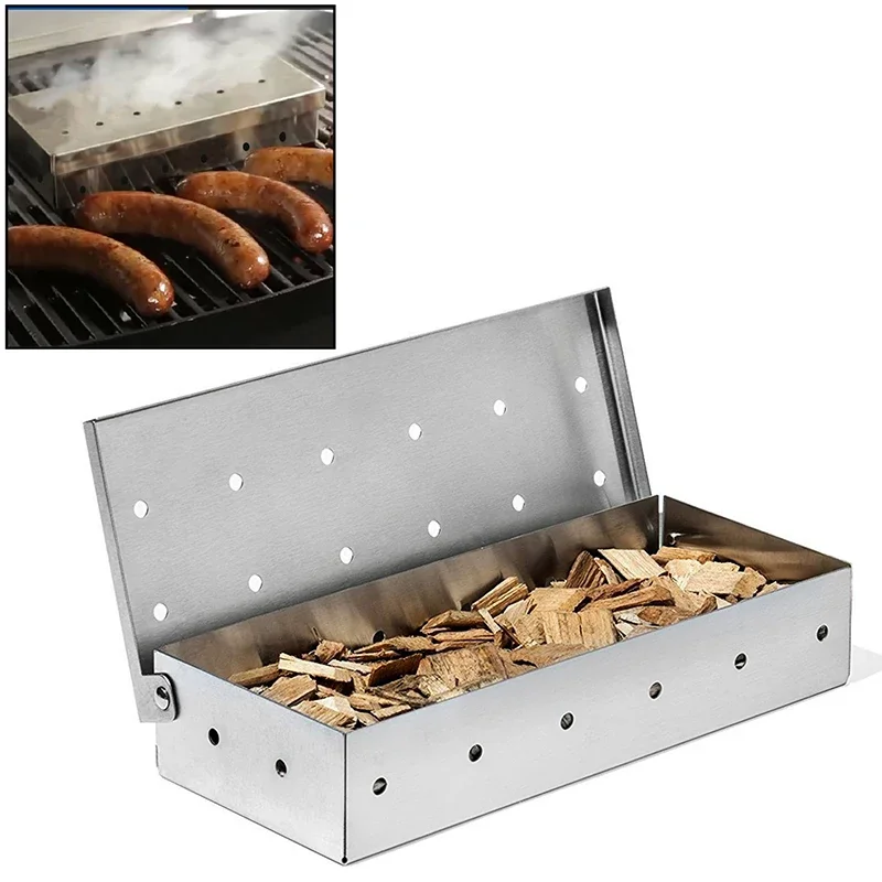

New Stainless Steel Smoked Box Barbecue Sawdust Smoked Box Adds Smoked Barbecue Flavor To Gas Or Charcoal Grills