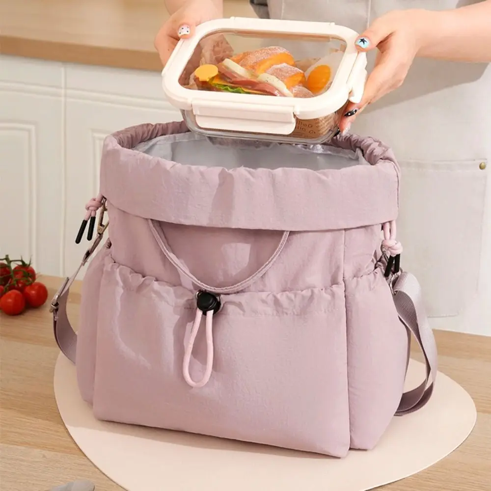Wasserdichte Isolierte Lunch-Tasche mit Kordelzugverschluss Mehrere Taschen Tragbare Lunch-Tasche mit Griff Große Kapazität – Detail 8