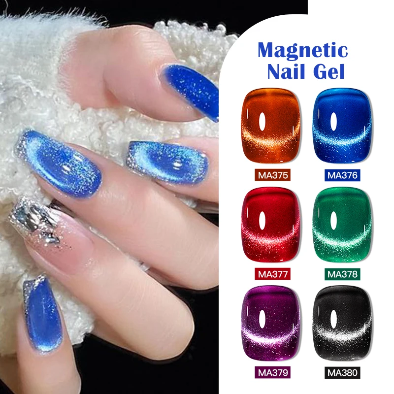 MEET ACROSSS 7ml Cat Magnetic Gel Nail Polish Winter Christmas Series Blue Green Red Color Semi Permanent Vernis Nail Supplies