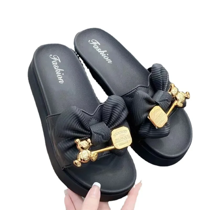 New Fashion Bowknot Women\'s Slippers Summer Women Slippers Indoor Outdoor Flip Flops Beach Shoe Home Non-slip EVA Slippers