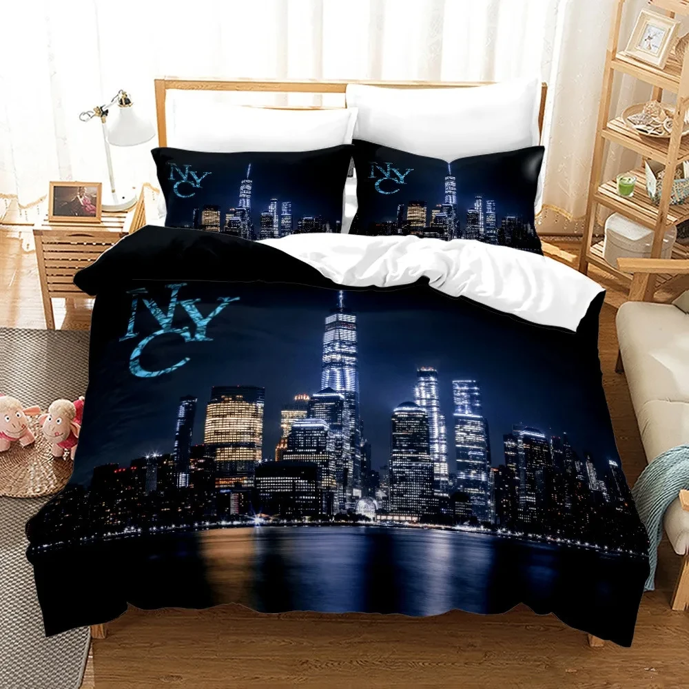 

3D Print New York City Night View Bedding Set Duvet Cover Bed Set Quilt Cover Pillowcase Comforter king Queen Size Boys Adult