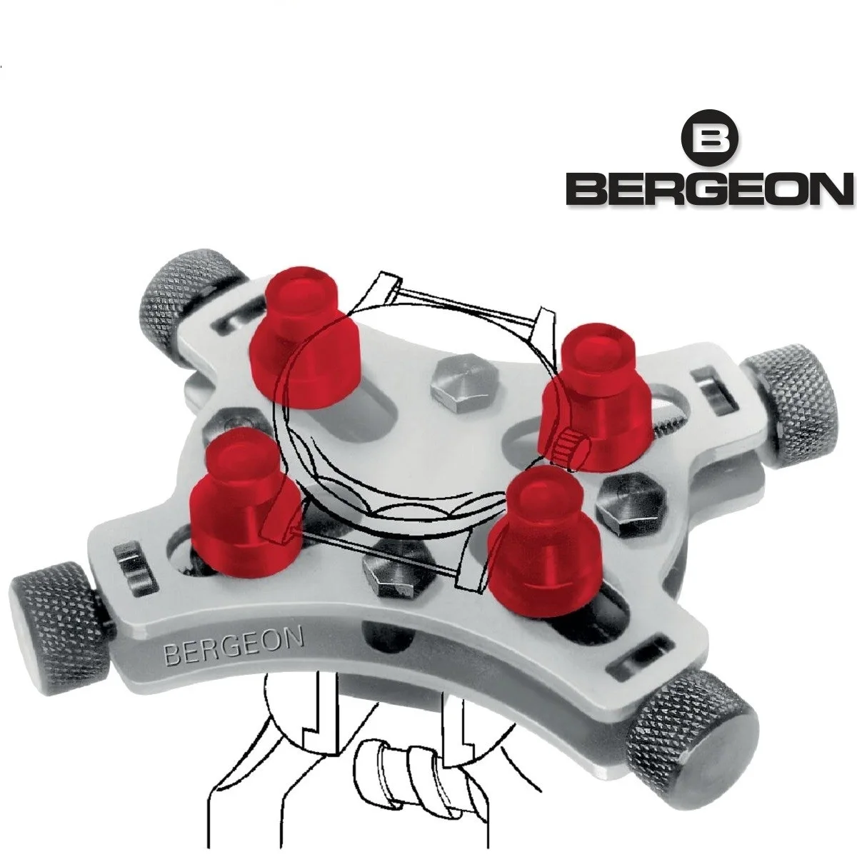 Bergeon 2820 Universal Vice For Waterproof Watches Capacity Ø44mm Held in Bench Vice
