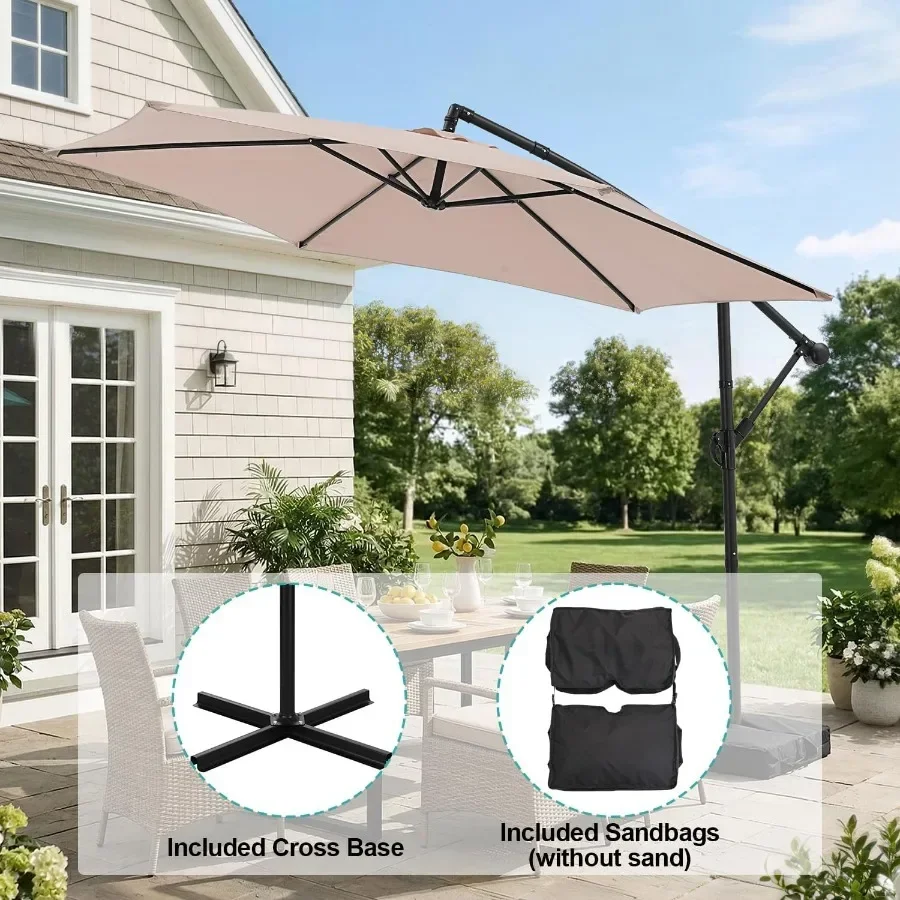 10Feet Cantilever Offset Patio Outdoor Umbrella with Base Included