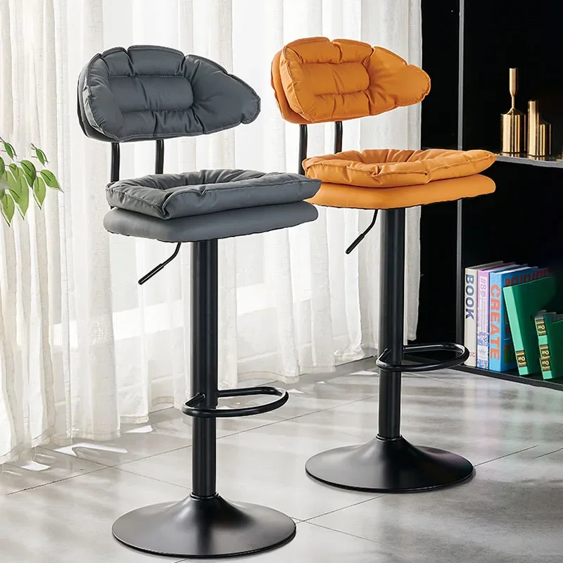 

Luxury Metal Bar Stool Modern Telescopic Adjustable High Party Chairs Black Cushion Comfortable Taburetes De Bar Furniture