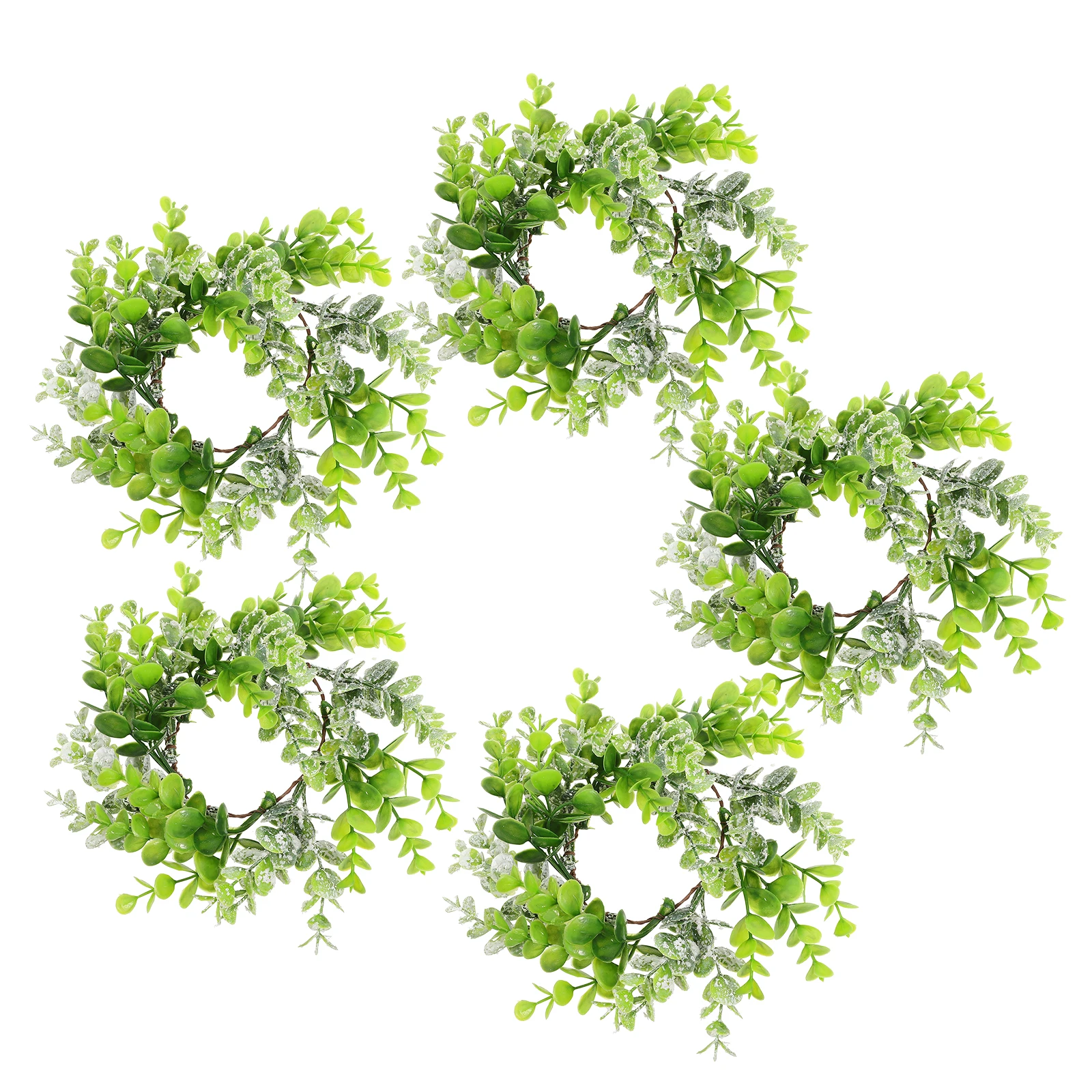 

6 pcs Ring Artificial Leaves Wreath For Table Decor Wedding Party Home Spring Greenery Tabletop Small Wreath