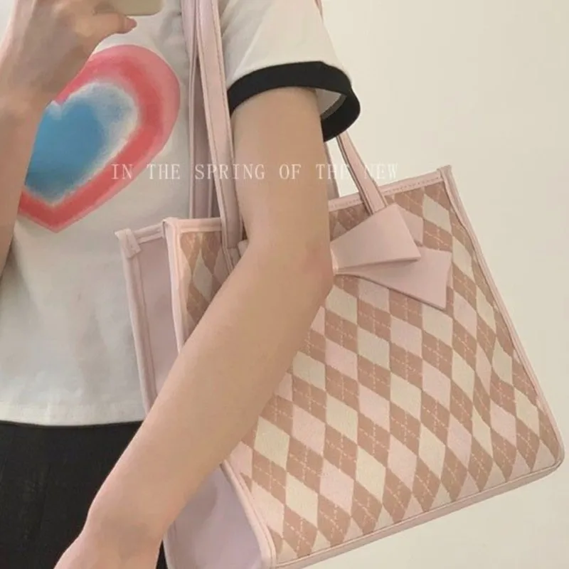 JIAERDI الحلو القوس مبطن حقيبة كتف النساء الفتيات صيف 2025 جديد عصري محفظة حمل السيدات واسعة طالب فئة حقيبة تحت الإبط #4