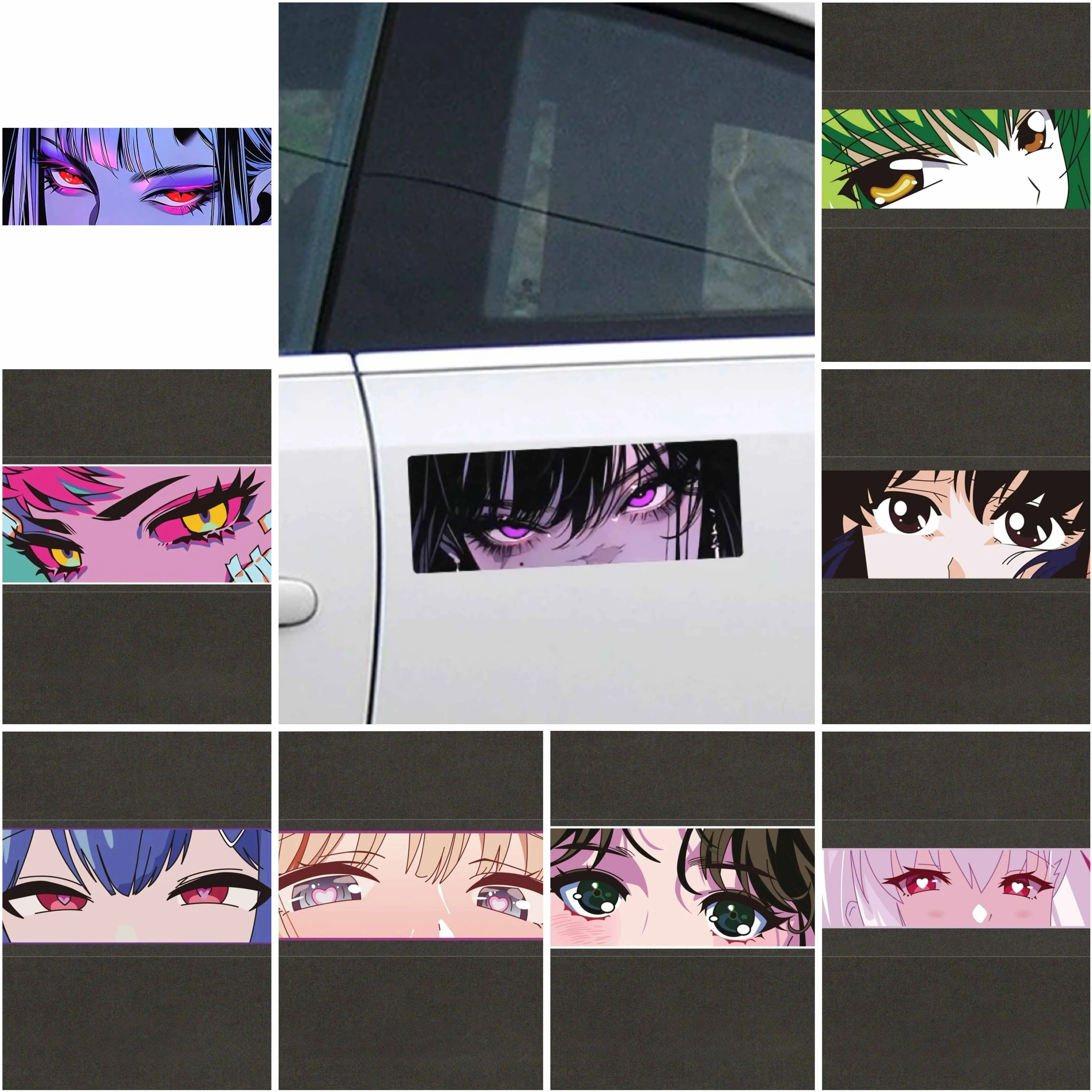 

JDM anime binary girl eyes reflective car stickers waterproof car decoration motorbike chassis stickers accessories