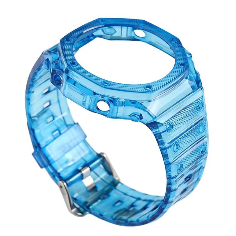 For Casio GA-2110 GA2100 Modified G-shock Integrated Watch Strap Case Sports Waterproof Watch Shell Watchband Transparent Color