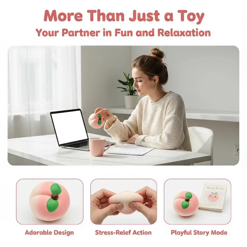 Squeezable Slow-Rising Peach Fruit Toy description 3