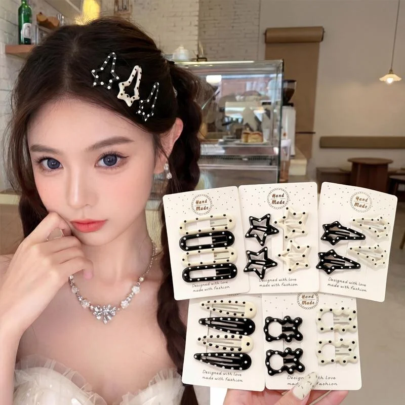 4/20 Stück Einfaches Polka-Dot-Stern-Haarspangen-Set für Frauen Koreanischer Stil Vielseitige Seitenspange Modische Mädchen-Haarklammer – Detail 1