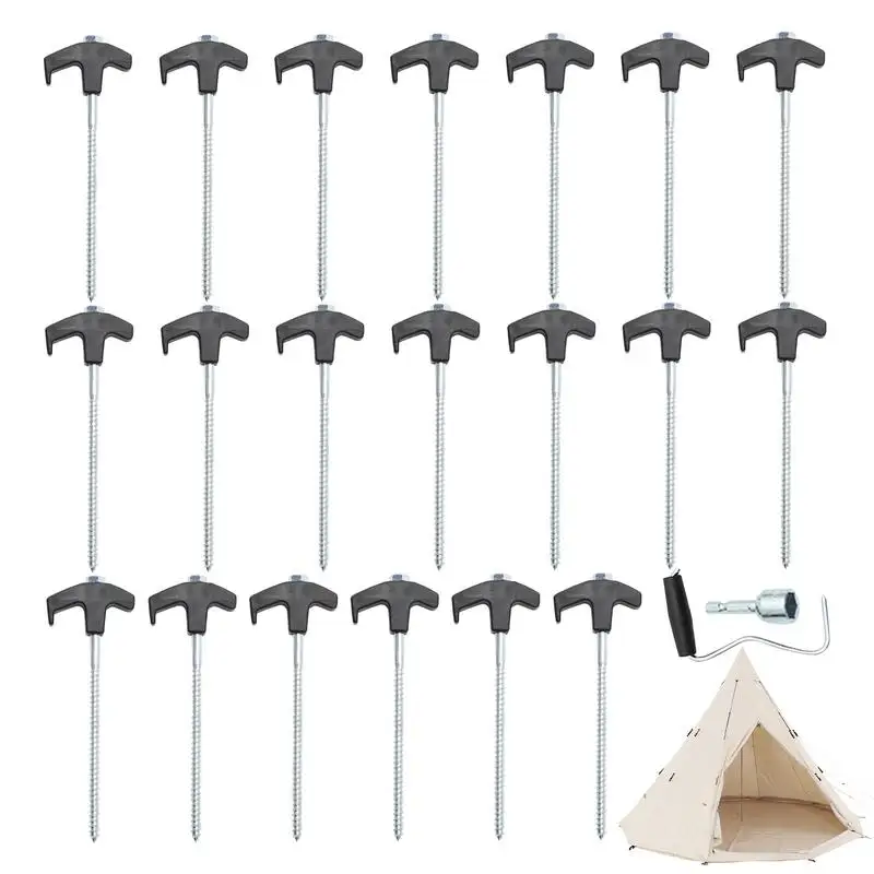 Metal Tent Stakes Multipurpose Metal Tent Pegs Camping Tent Ground Nails Heavy Duty Ground Stakes Yard Stakes Threaded Tent