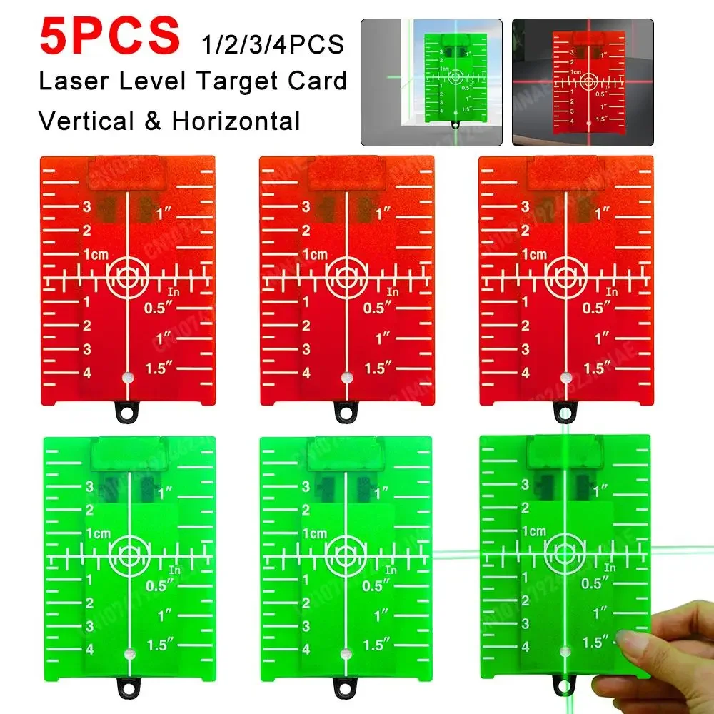 1-5pcs Professional Laser Level Target Card Plastic Red/Green Line Beam Distance Plate Laser Lines Spots Enhancement Tool