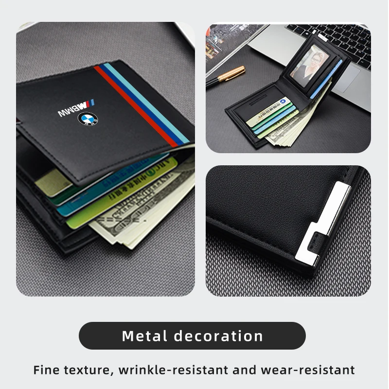 For BMW E46 E90 E60 F10 E39 F30 E36 Leather Men Wallet Bifold Purse Male Wallets Short Money Clip Vintage Leather Money Bag