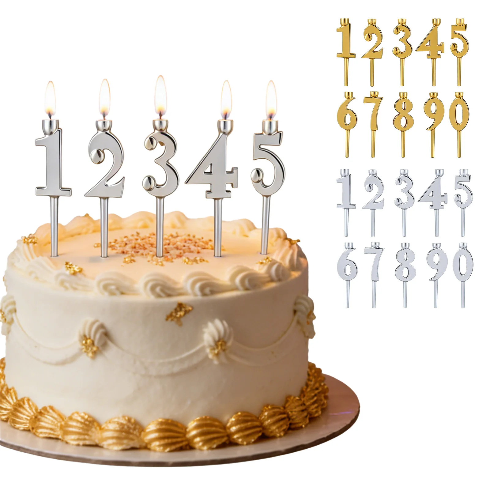 Number Candle Holder Set 0-9 Cake Toppers Reusable Birthday Candles Birthday Candles Numbers for Parties Wedding Anniversary