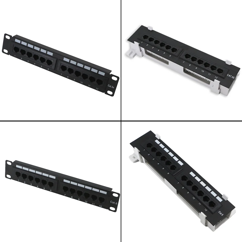 

Cat 5e/6 UTP 12 Port RJ45 Patch Panel Unshielded LAN Network Adapter Wall Mount/10 Inch Rack Mounted For Data Center