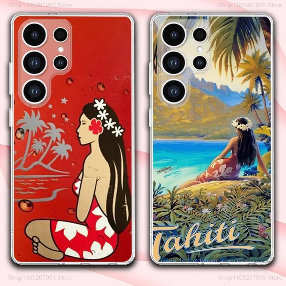 

H-Hinano Tahiti Girl Beach Phone Case For Samsung A30,71,51,S9,10,20,Ultra,FE,Lite,S25,24,22,23,21,PIus,Transparent, Silicone