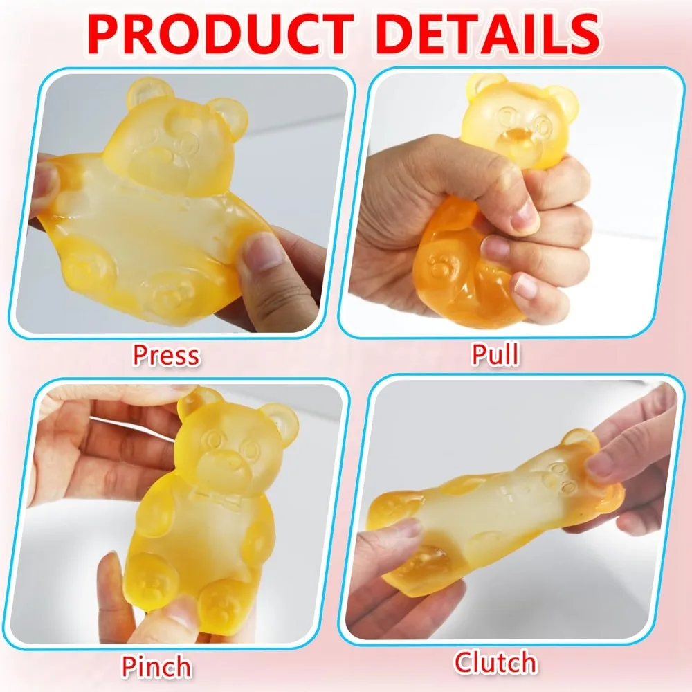 Brinquedo de aperto de urso de goma mole-brinquedos sensoriais de alívio de estresse, squishies macios de recuperação lenta para ansiedade, terapia de mãos