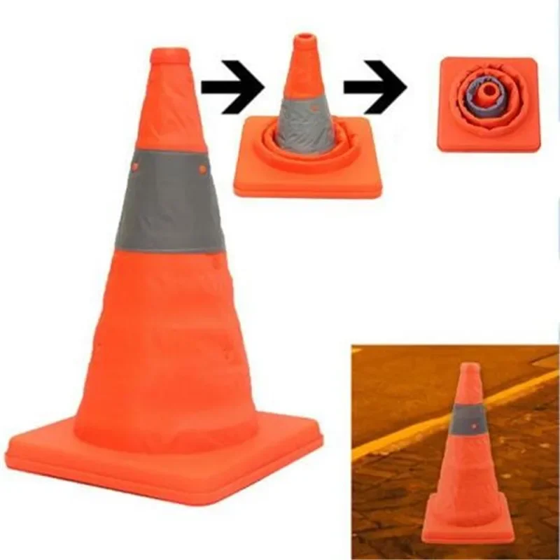 Folding Traffic Cone Multi Purpose Pop Up Reflective Safety Cone Soft Material Warning Sign Folding Portable Road Cone