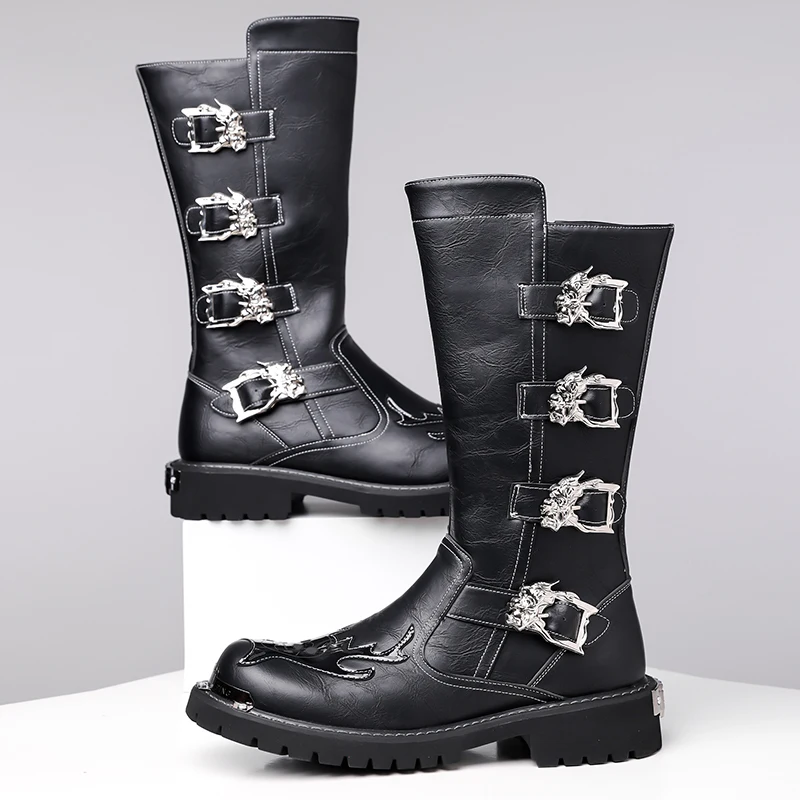 bottes-de-moto-surdimensionnees-antiderapantes-et-resistantes-a-l'usure-chaussures-de-travail-bottes-de-motard-au-dessus-du-genou-chaussures-de-moto-pour-hommes