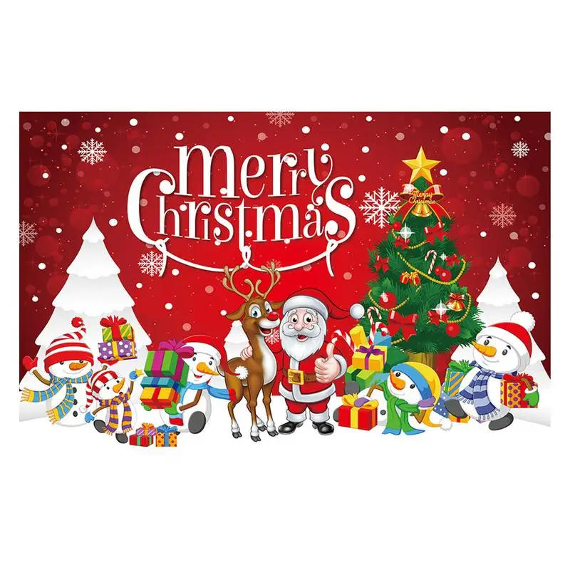 Christmas Wall Banner Decor Merry Christmas Wall Banner Santa Claus Snowman Wall Banner Ornament Outdoor Photography Scene