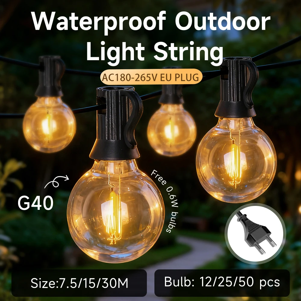 Outdoor Lighting Options - Guirlande lumineuse d'extérieur pour jardin, décorative,