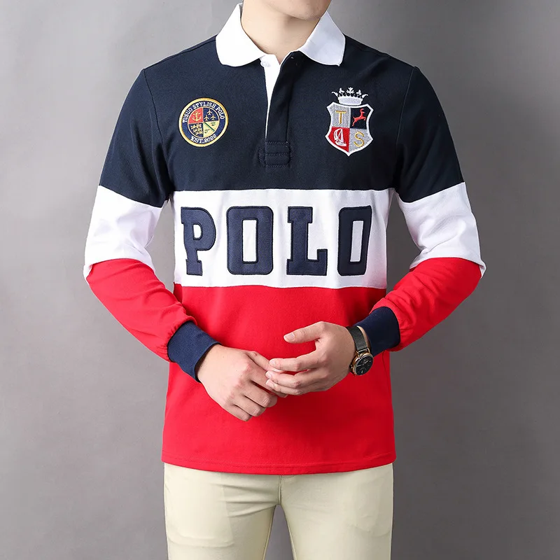 Super item camisa polo masculina ue/eua royal esportes bordado lapela manga longa gola t camisas homem oversized 7xl roupas de grife