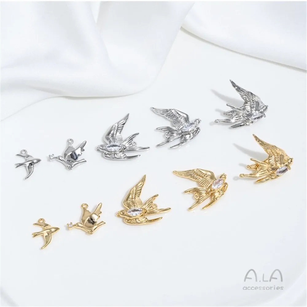

14K Gold Bird Series Little Swallow and Heaping Pigeon Pendant Flying Swallow Universal Buckle Diy Jewelry Accessories