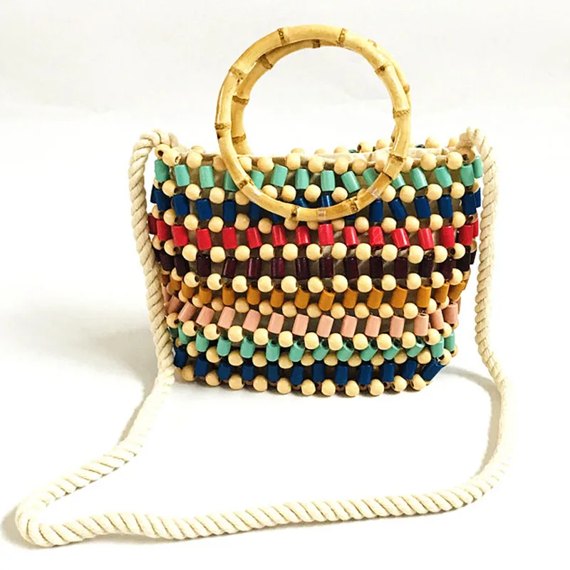 

Hand-woven pearl women bag fashion bamboo women handbag single-shoulder bag beaded women's bag