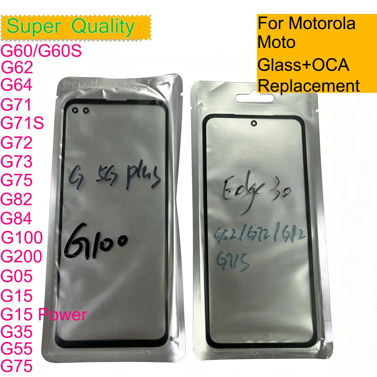 10 peças para motorola moto g75 g35 g05 g200 g100 g84 g82 g73 g72 g71 g71s g64 g60 tela de toque frontal painel de vidro externo com oca
