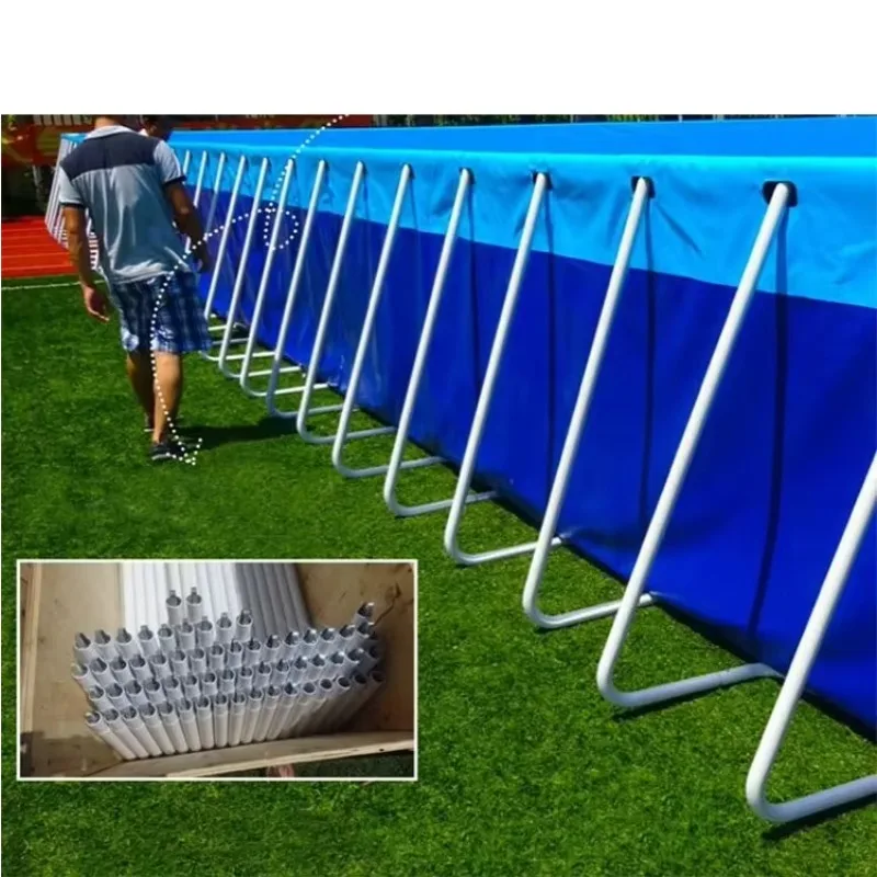 Newly Upgraded Metal Framed Pool Durable Family Rectangular Pool Adult & Child Water Park