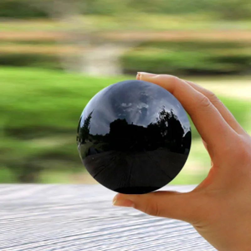 Natural Black Obsidian Sphere Large Crystal Ball Healing Stone Gemstone 30/40/50mm obsidian crystal decorative glass Home Decor