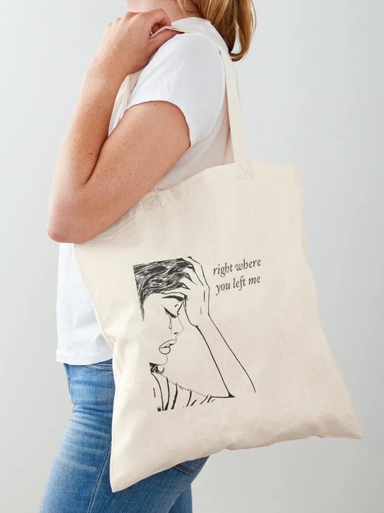 

right where you left me cartoon Tote Bag Beach bag canvas bags Lady bags shopper bags