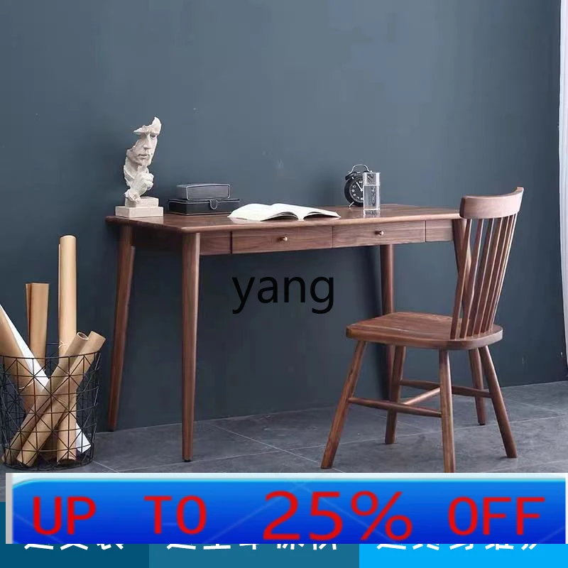 LH black walnut desk log computer desk with drawers writing desk study furniture