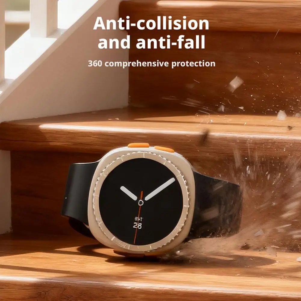 Lunetta in metallo per Samsung Galaxy Watch 8 Custodia con lunetta in acciaio inossidabile da 40 mm Custodia in metallo e protezione trasparente per cover posteriore in PC