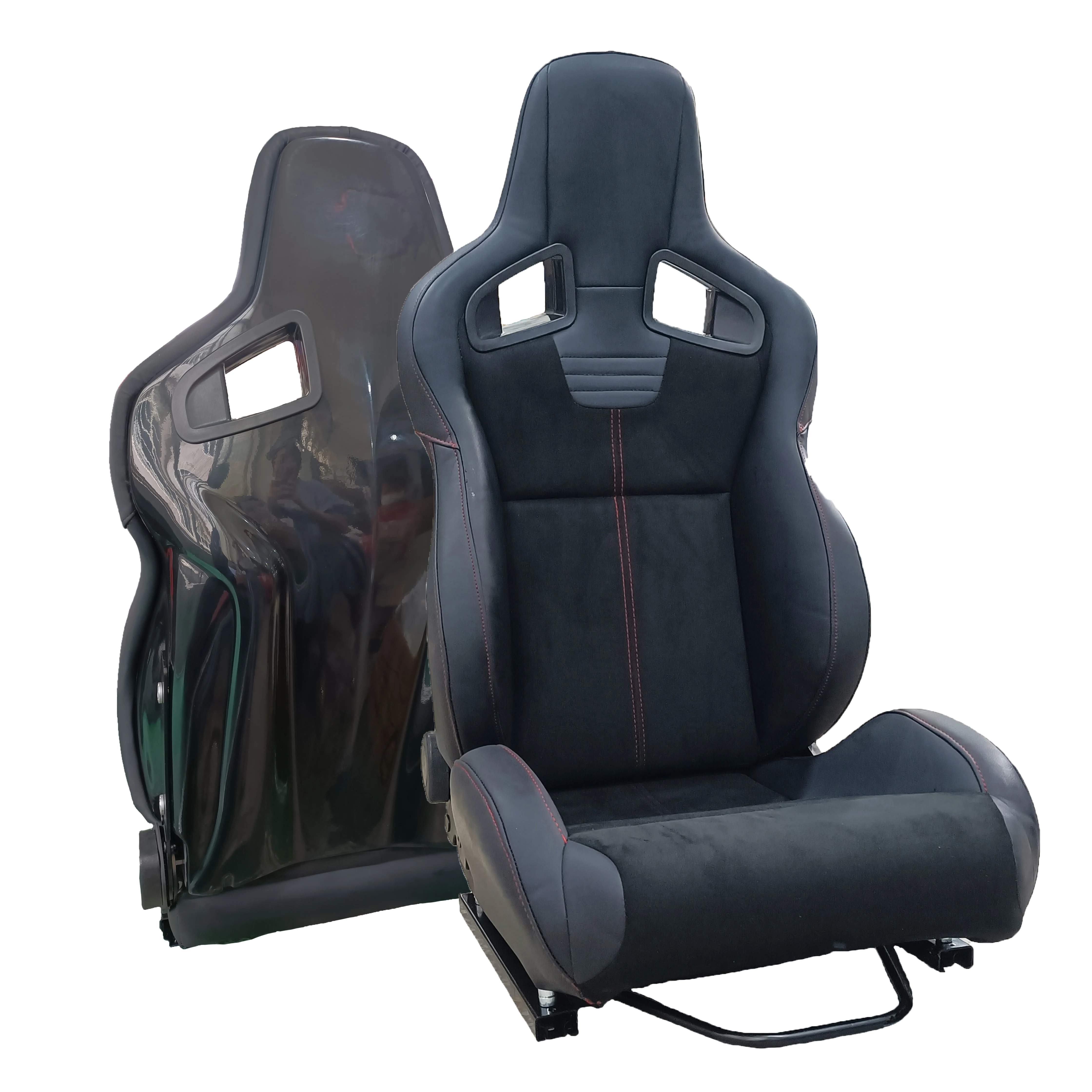 

JIABEIR 1039R Fiberglass Carbon Fiber Bucket Back Adjustable Leather Suede Car Vehicle Racing Seats