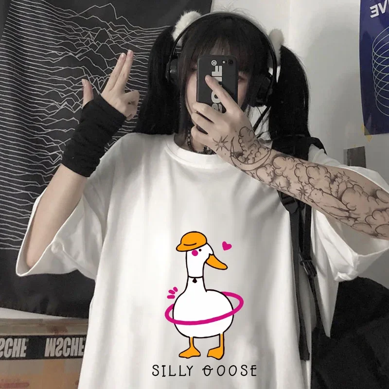 الكرتون الحيوان طباعة الأبيض رقيقة قصيرة الأكمام تي شيرت المرأة الصيف جديد عارضة زوجين أعلى الرجال والنساء نفس Harajuku