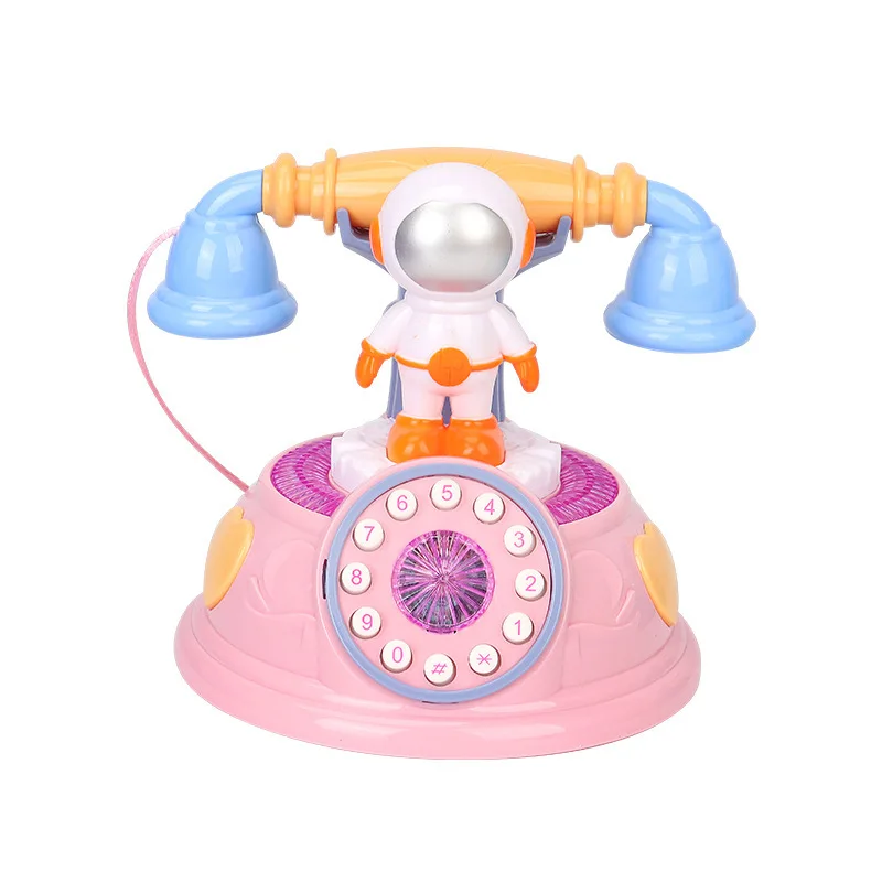 Children's Electric Cartoon Astronaut Fun Play House Toys Early Learning Puzzle Phone Story Machine Simulation Telephone Toys