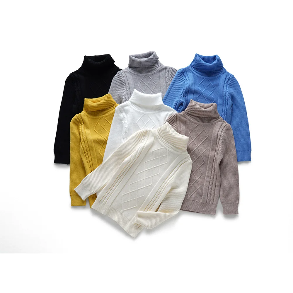 

Autumn Winter Children Boy Sweater Cotton Solid Turtleneck Kid Boy Undershirt Multiple Color Available Knitted Kid Boy Pullovers