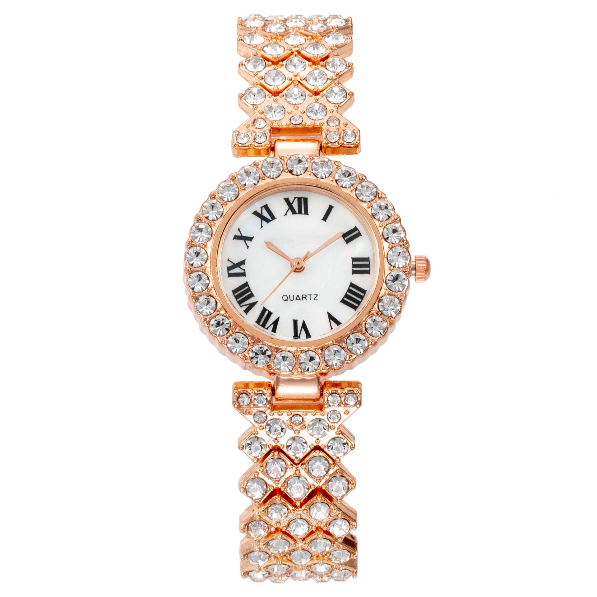 luxury full rhinestone blingbling women bracelet quartz steel watch