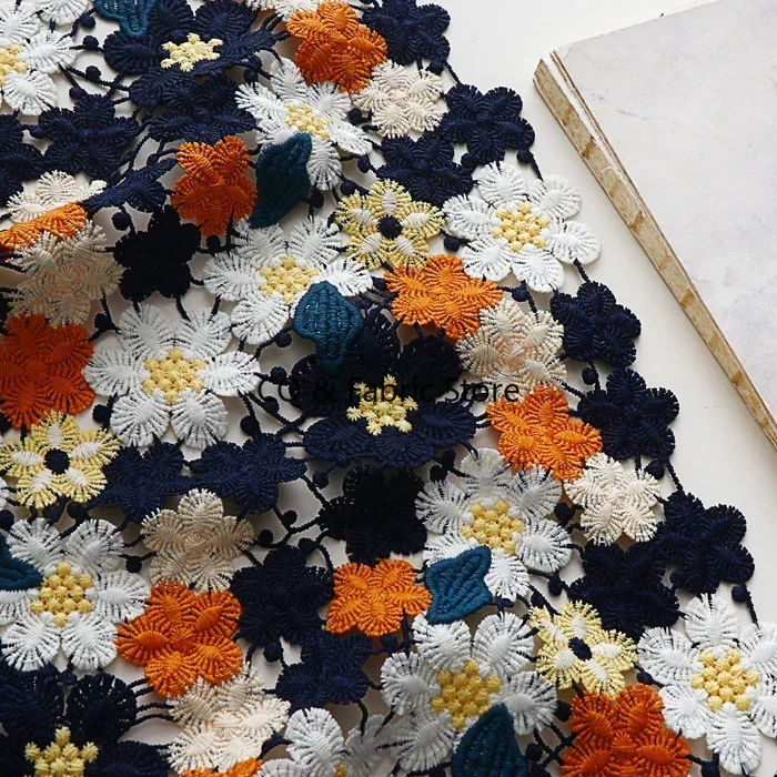 

0.5Meters 130Cm Wide Water-soluble Embroidered Lace Fabric for Dress Cheongsam Clothing Designer Fabric