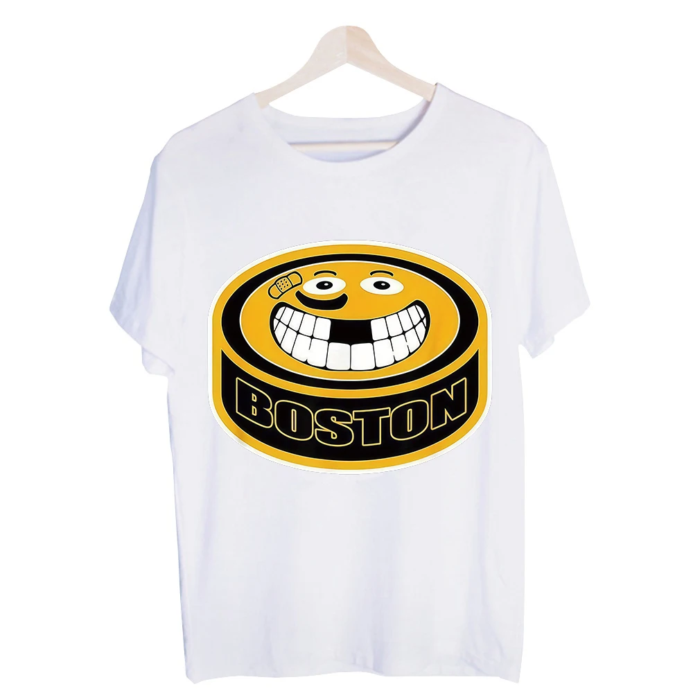 Men's Smiling Hockey Puck Graphic Tee, Short Sleeve Crew Neck T-Shirt for Casual Streetwear and Daily Wear
